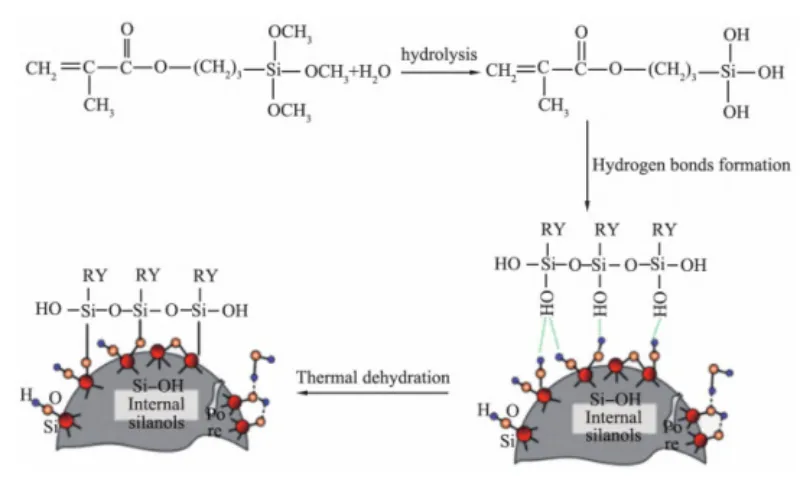 Mechanism diagram of silane coupling agent modified silicon micropowder